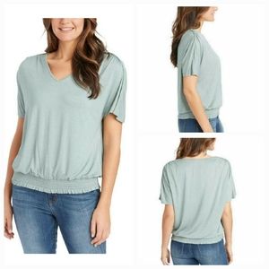 Jessica Simpson Green Blouse with Smocked Hem
